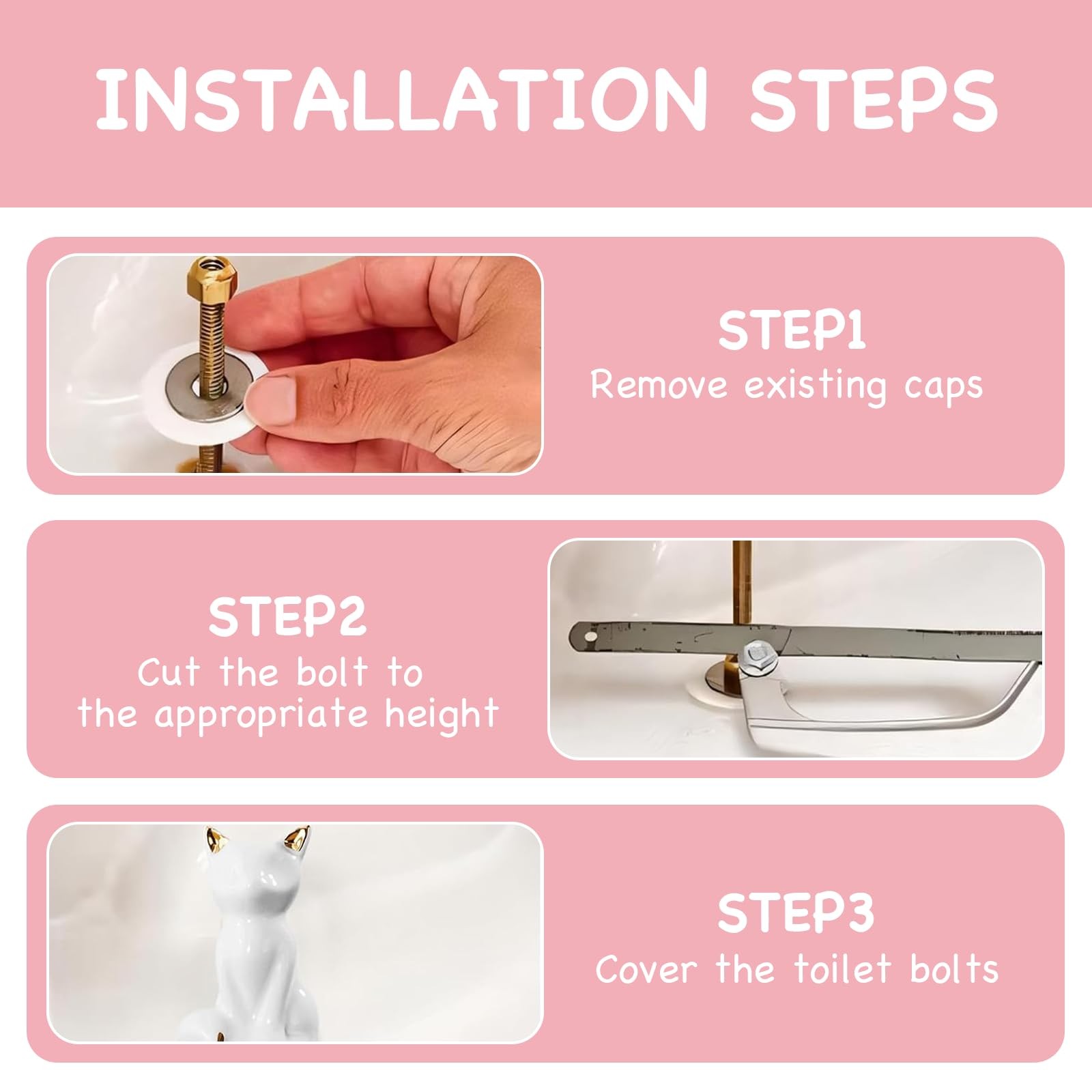 Decorative Toilet Bolt Covers – 4PCS Extra Tall Rust-Resistant Screw Caps