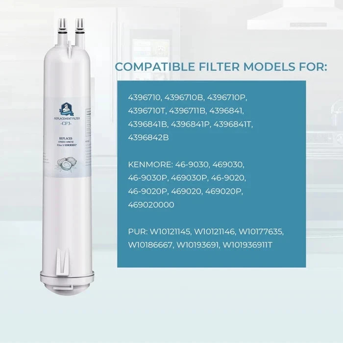 3 Pck Fridge Filter 4396841, 4396710, Filter 3, EDR3RXD1