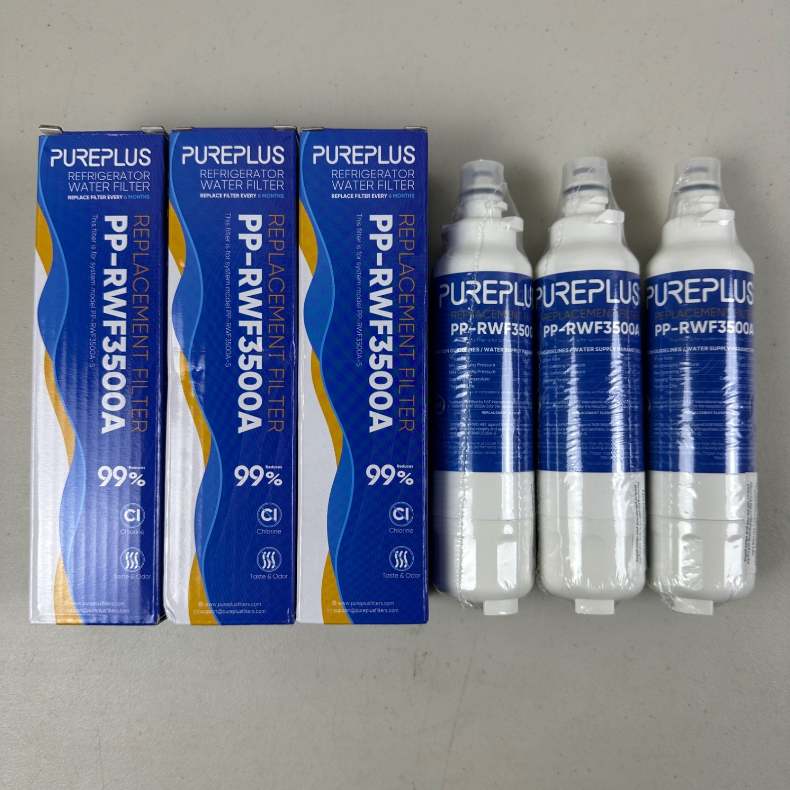3 PACK PUREPLUS for ADQ73613401 LG LT800P LT800PC Water Filter PP-RWF3500A