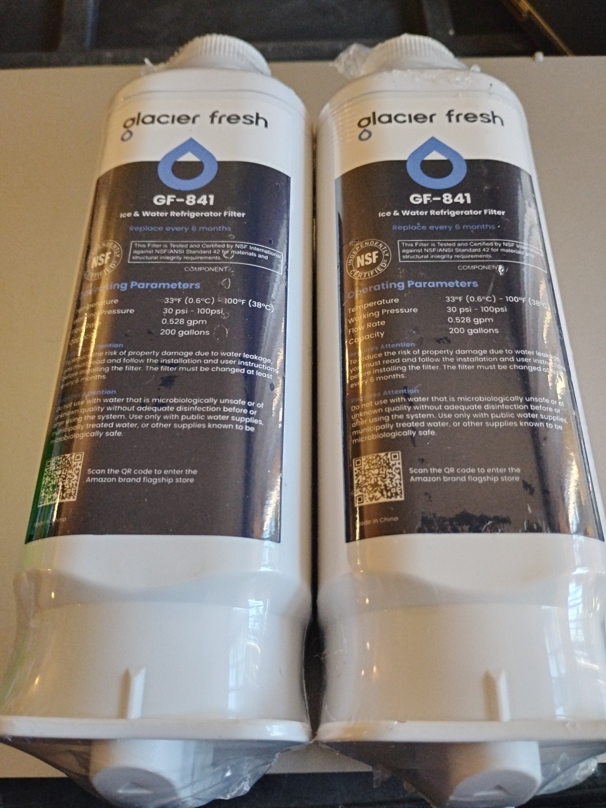 Glacier Fresh GF-841, Pack of 2, Ice &Water Refrigerator Filter, 200 gallons New