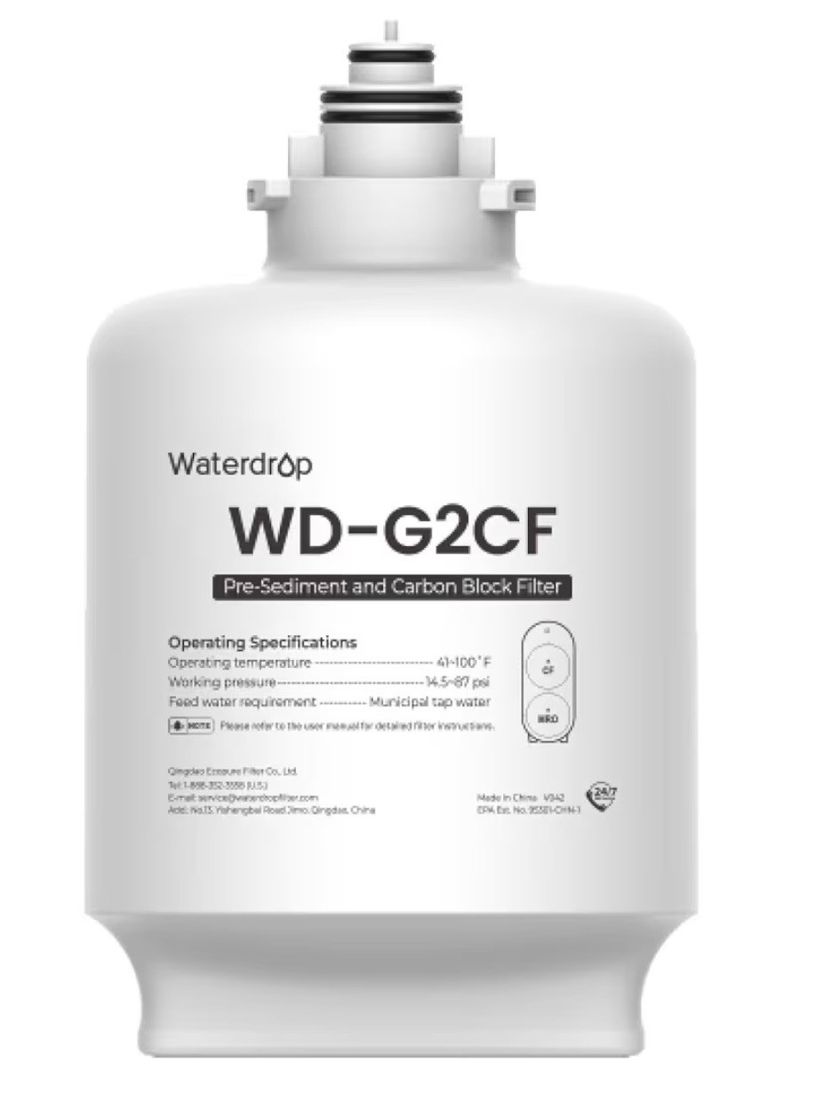 Waterdrop WD-G2CF Filter, 12-month Lifetime, Used for Reverse Osmosis System