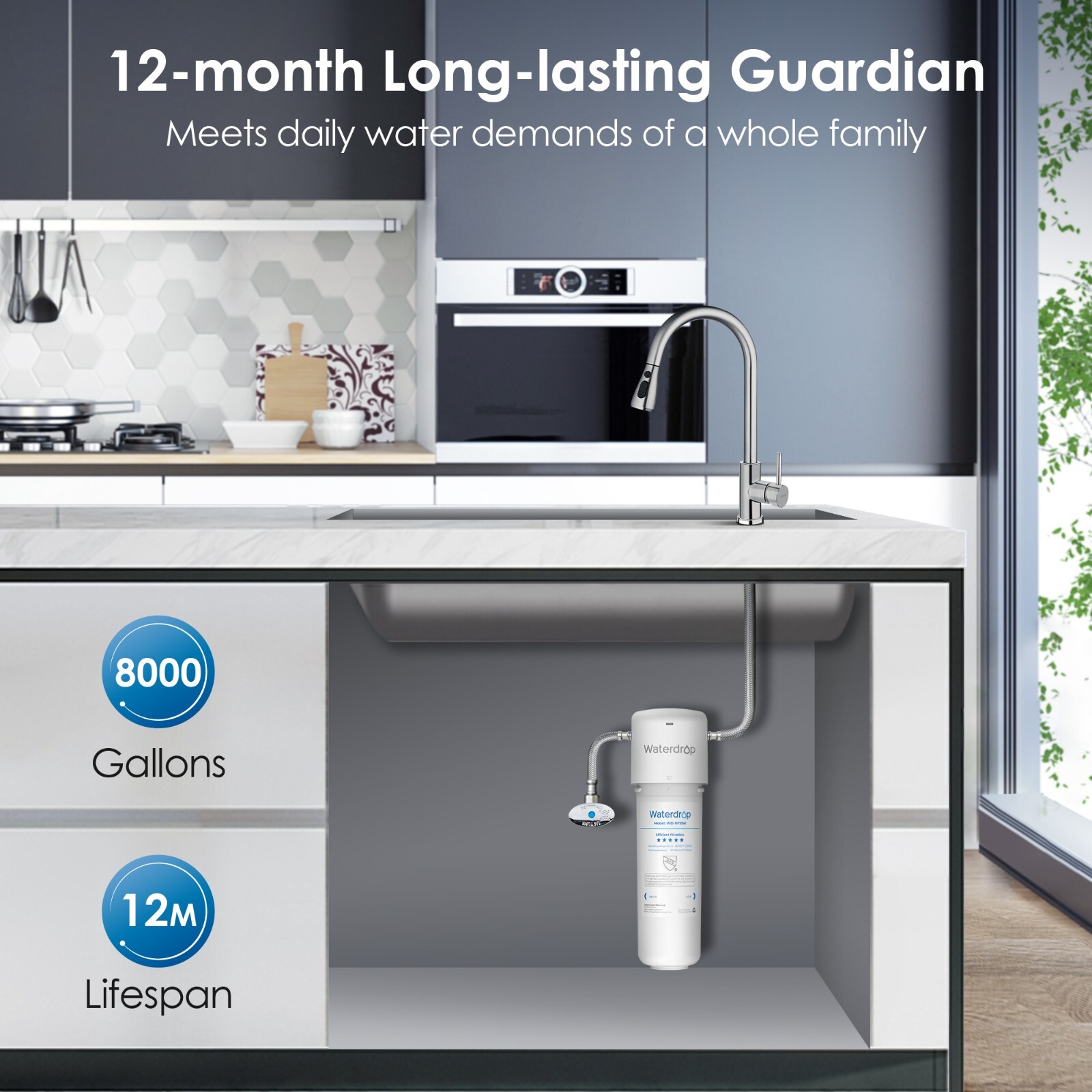 Waterdrop 10UAW Under Sink Water Filter System,NSF/ANSI 42 Certified, 8K Gallons