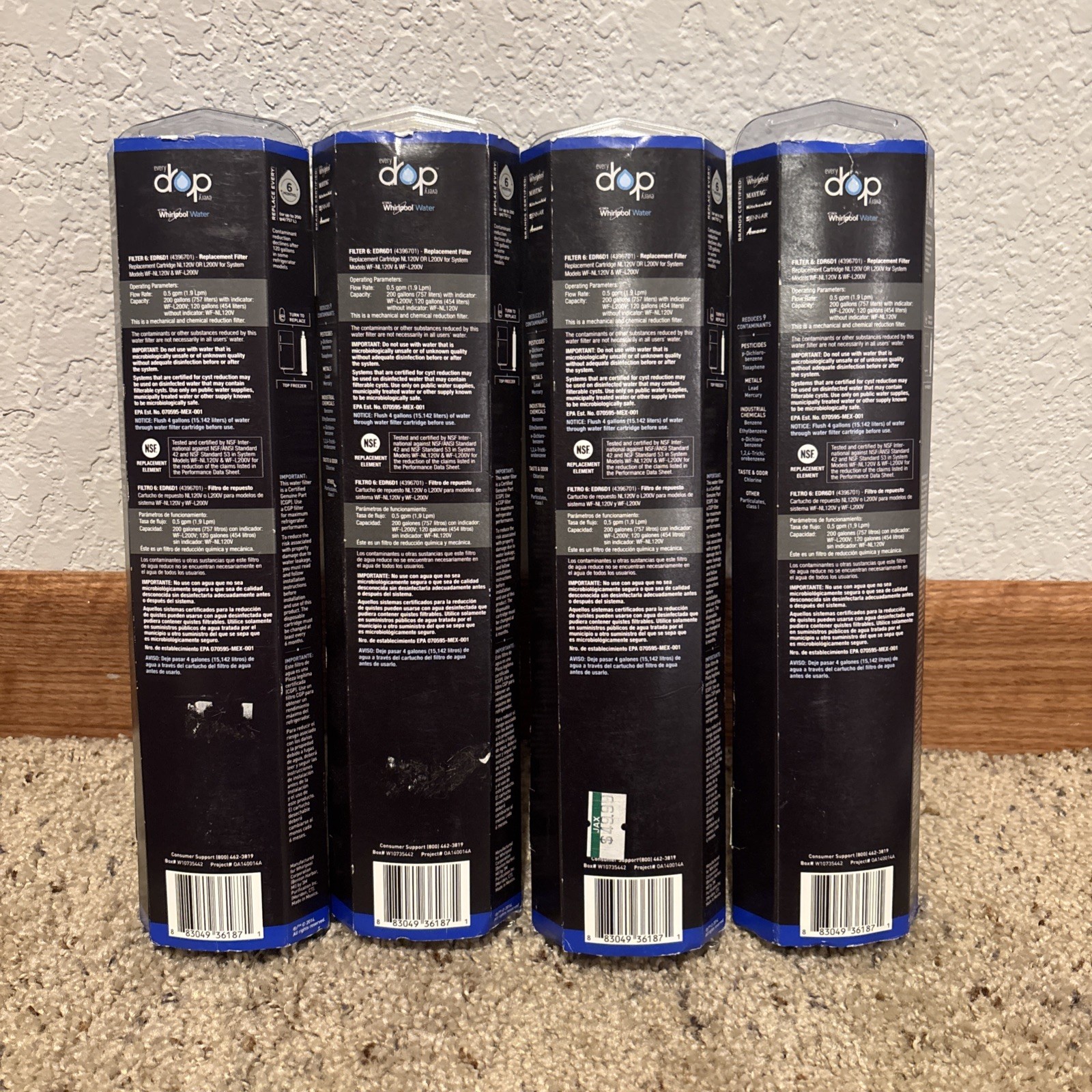 4x Everydrop by Whirlpool Ice and Water Refrigerator Filter 6 EDR6D1 Single Pack
