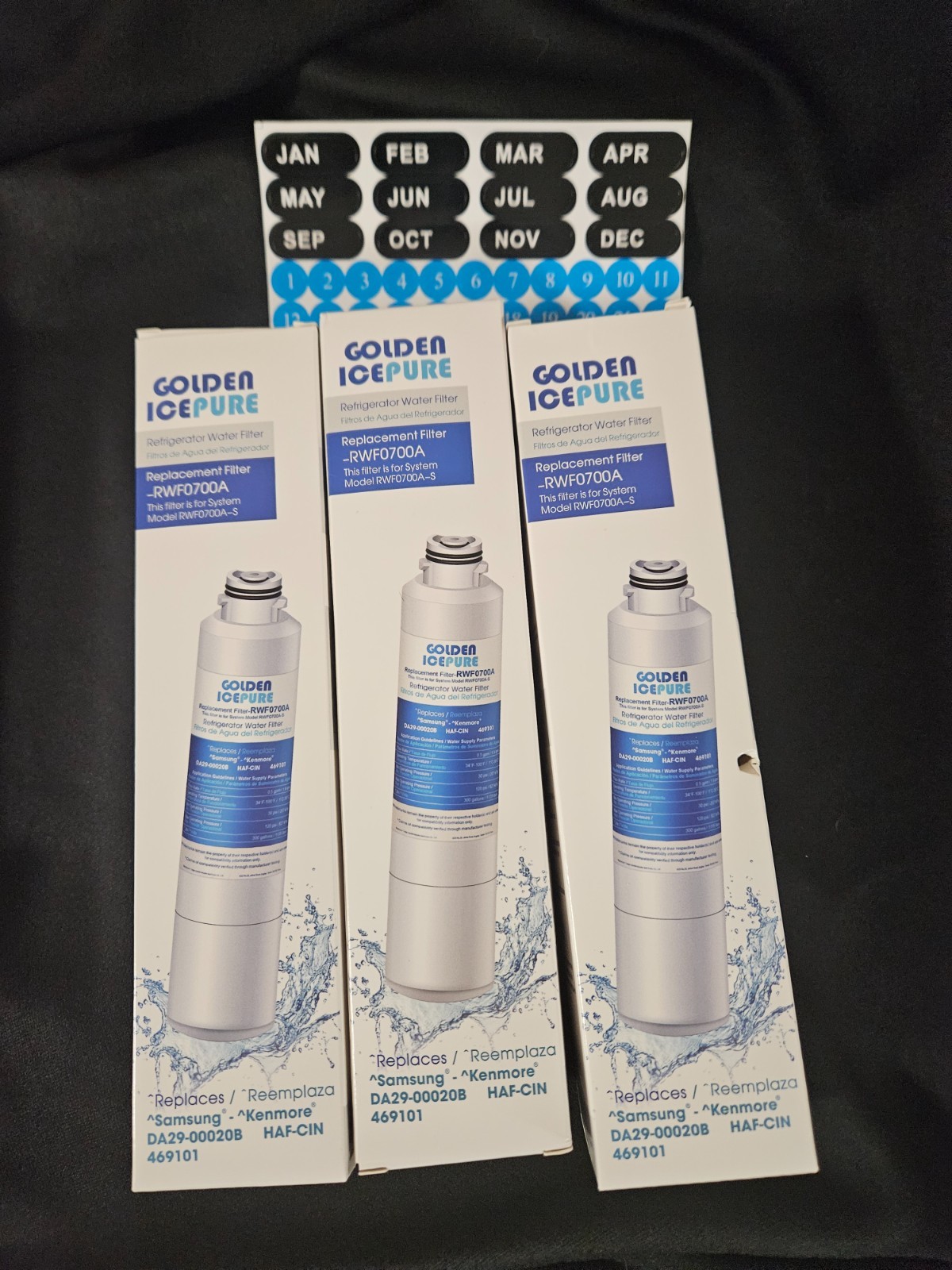 3 PACK GOLDEN ICEPURE RWF0700A Water Filter for Samsung DA29-00020B HAF-CIN/EXP