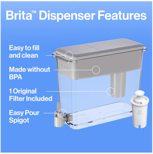Brita Ultra Max Water Filter Dispenser Gray Plastic Water filter pitcher