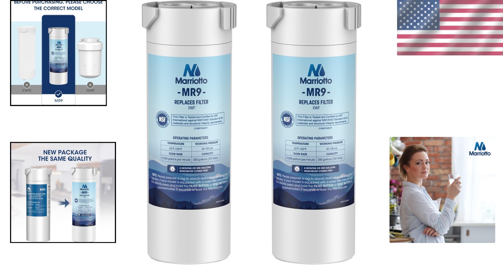2-Pack XWF Water Filters Compatible with GE French-Door Models – Lead & BPA Free