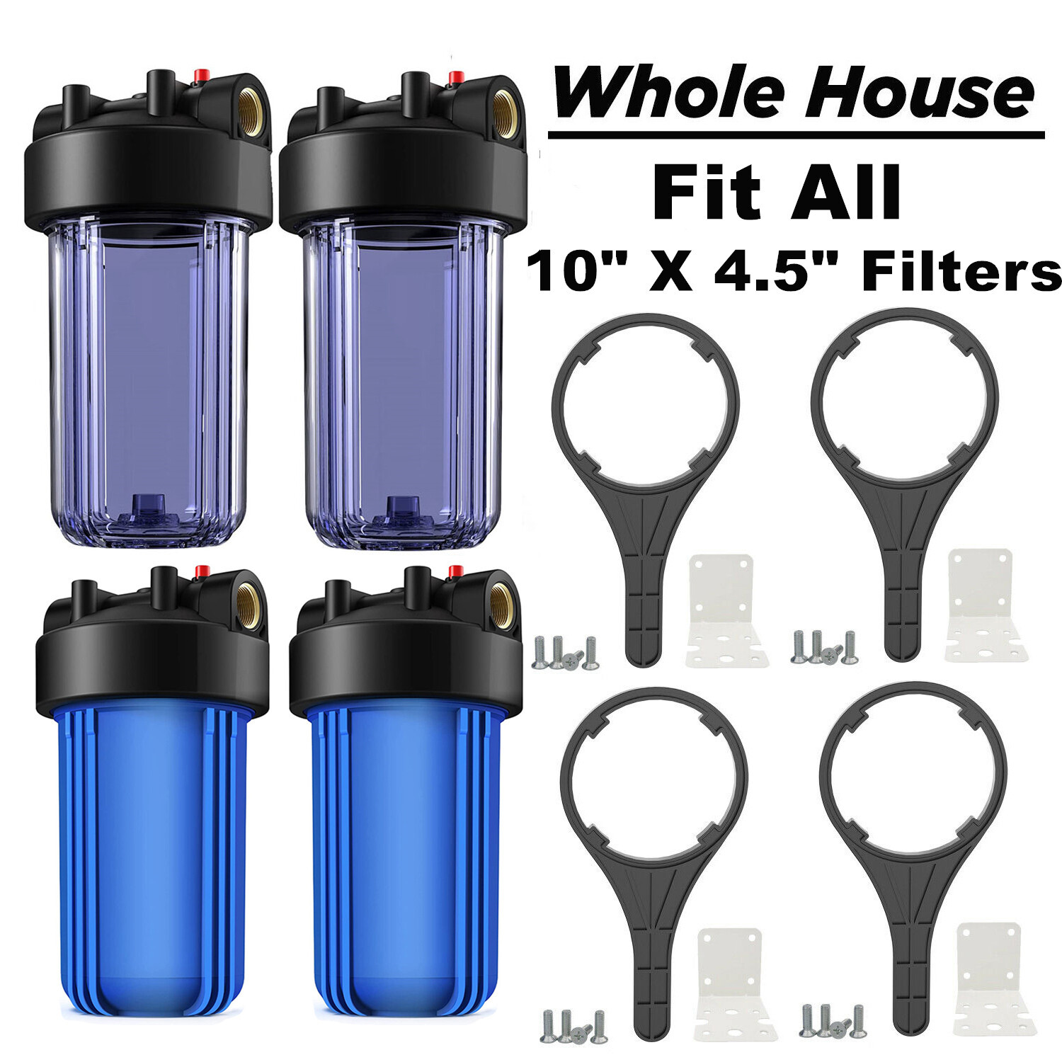 10 Inch Clear Big Blue Home Whole House Water Filter Housing System 10″ x 4.5″