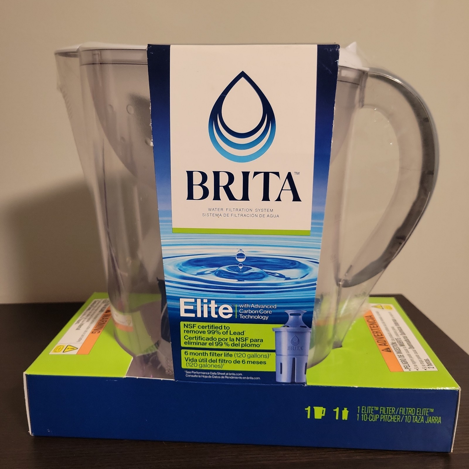 Brita Elite Large 10 Cup Water Filter Pitcher & 6 Month Filter NEW SEALED