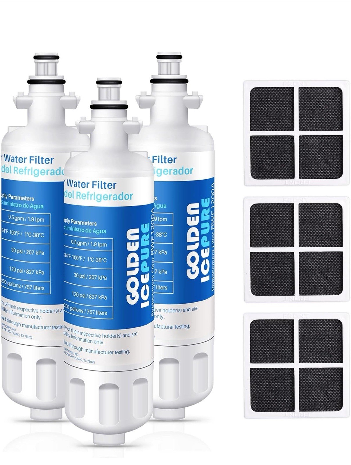 Fit For LG LT700P ADQ36006101 RWF1200A Water Filter Air Filter 3 Pack