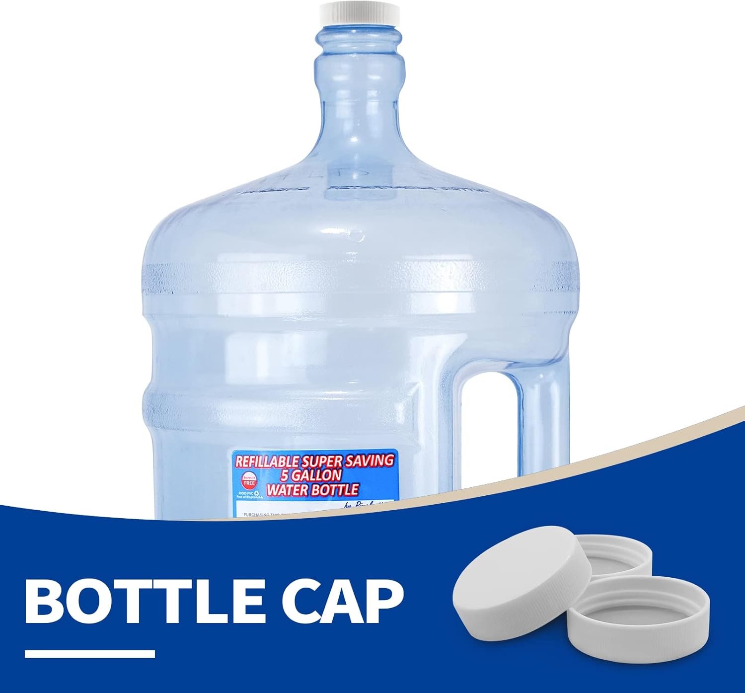6Pcs 53mm Water Bottle Caps, Jug Caps Screw Top for 3 or 5 Gallon Jugs