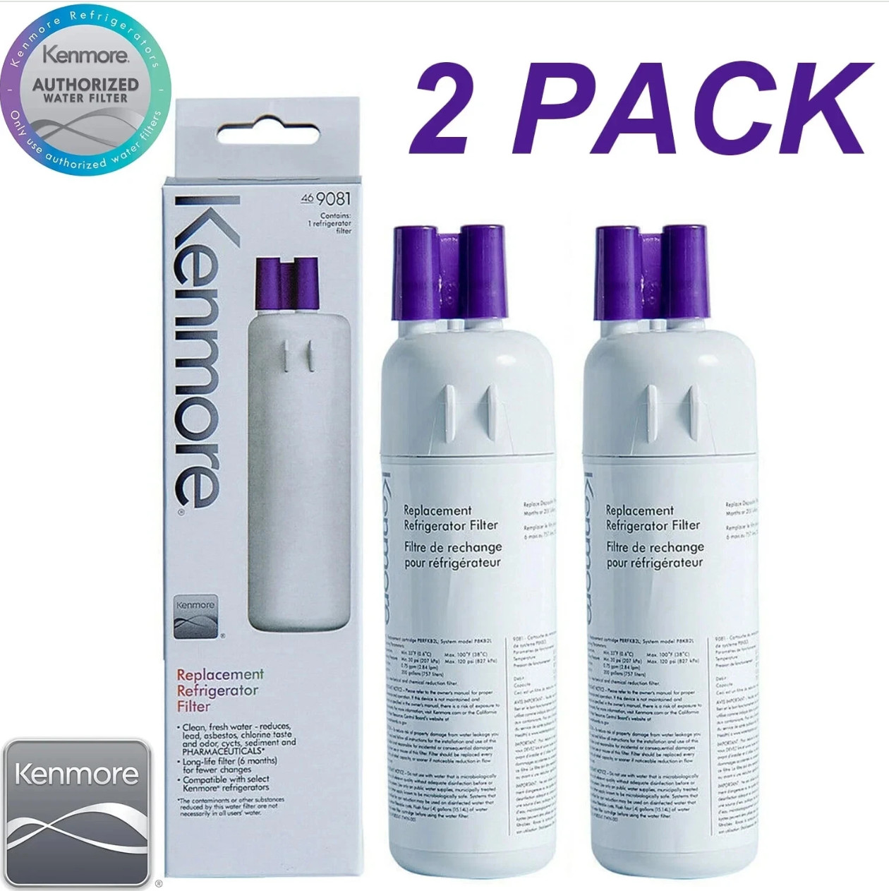 Kenmore 9081 Refrigerator Water Filter Twin Pack Genuine OEM Sealed 2-Pack