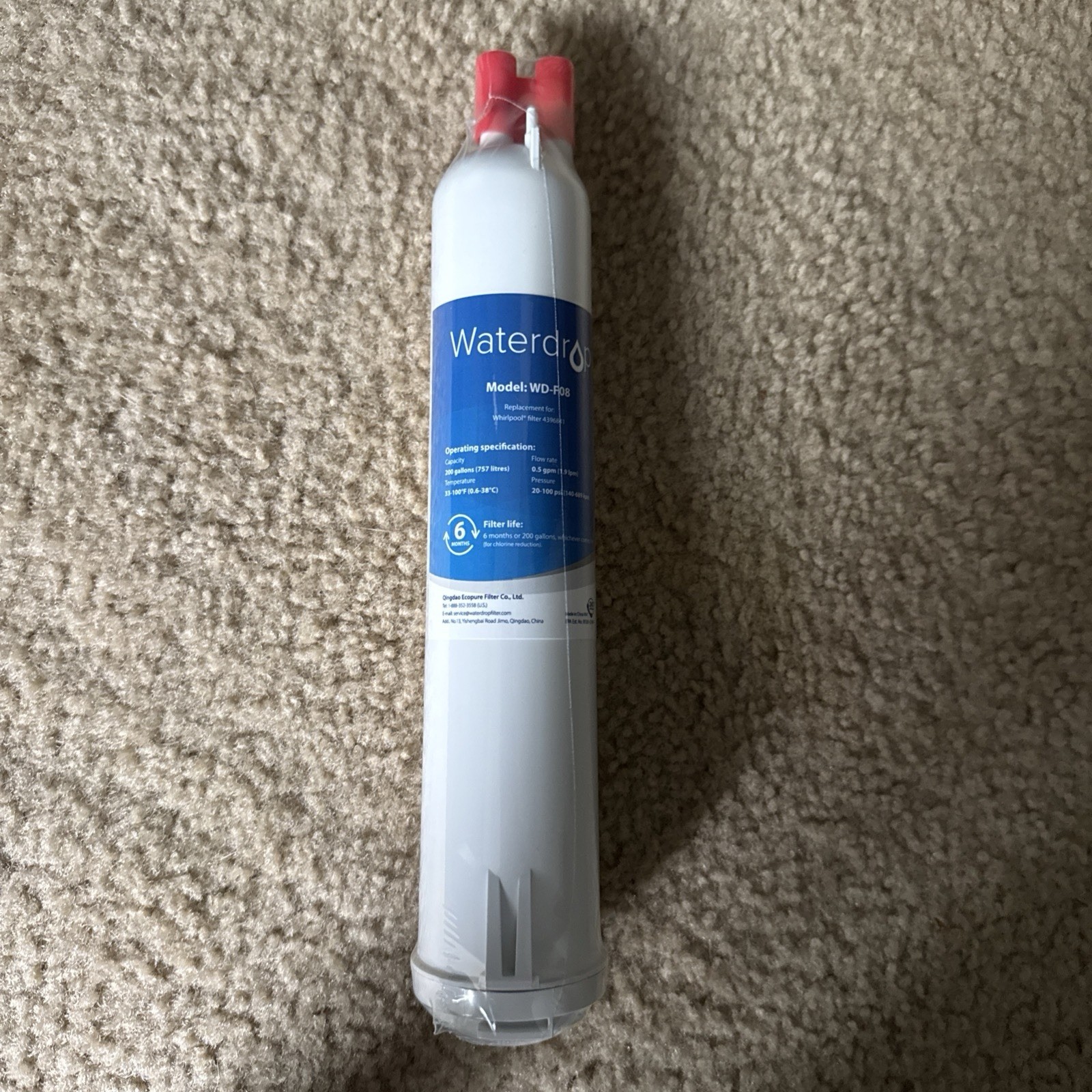 WaterDrop Model: WD-F08 Replacement Refrigerator Water Filter Brand New (Sealed)