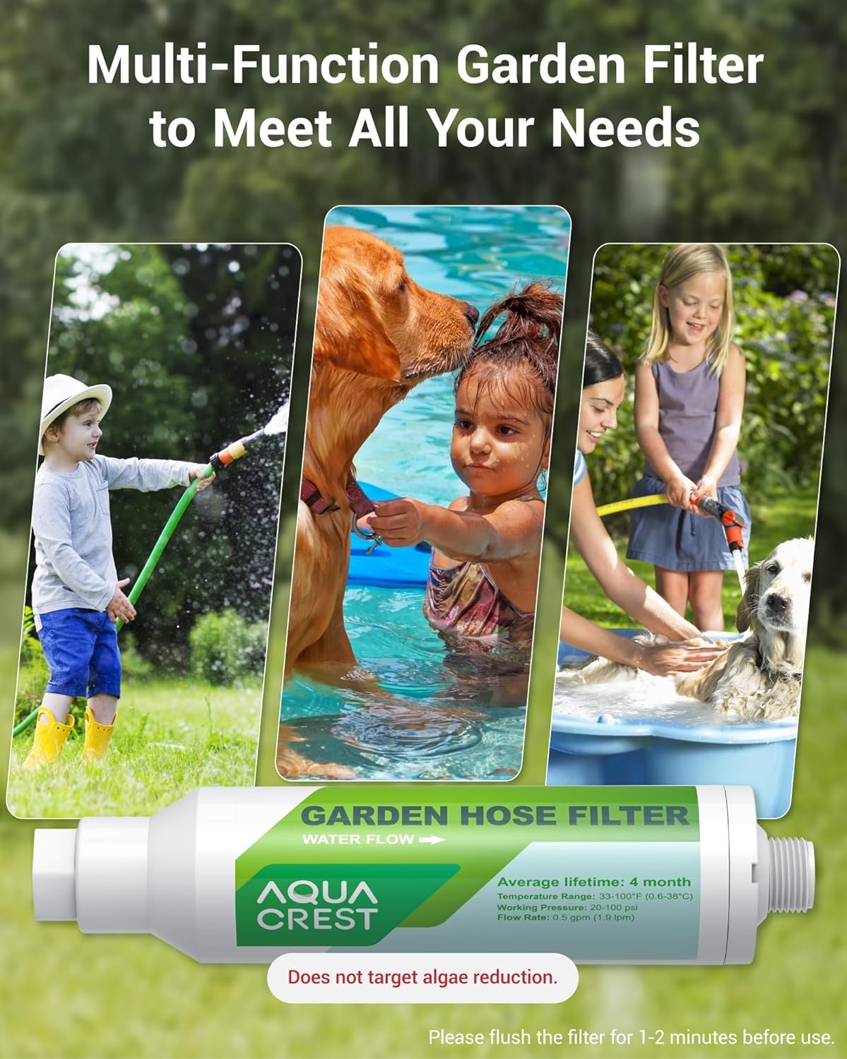 AQUA CREST Garden Hose Water Filter, for Organic Gardening, Farming and Pets(4)