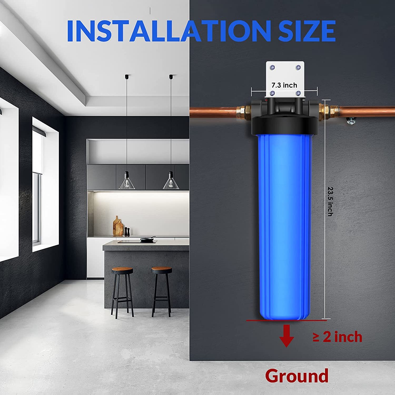 2Pack 20″ x 4.5″ Big Blue Water Filter Housing For Whole House – 1″ Outlet/Inlet