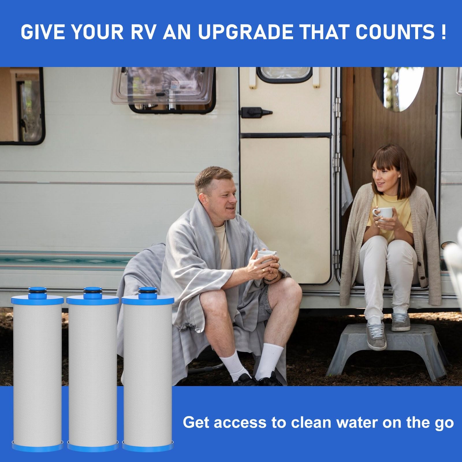 Vickmons KW1 RV Water Filter Cartridge 2.5x10in Compatible with RCS/FR1 3Pack