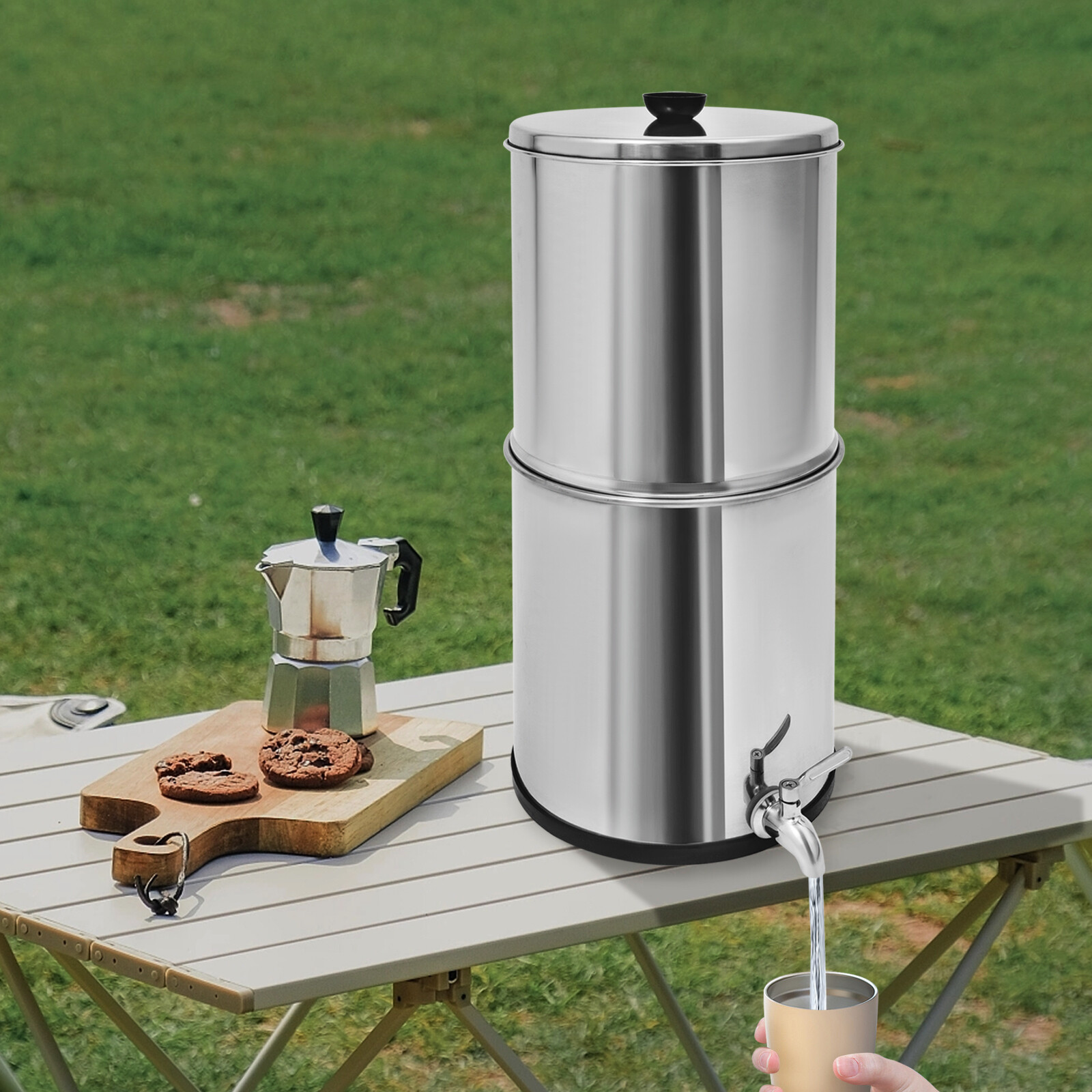 8.5L/2.25Gal Gravity-Fed Water Filter, Countertop Water Purification System
