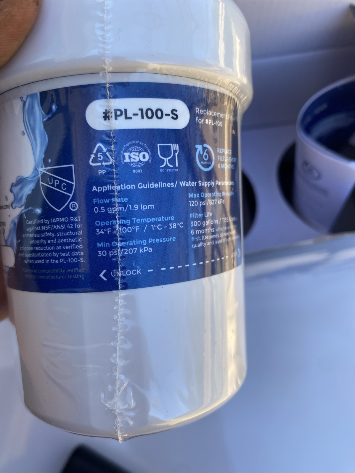 PURELINE Refrigerator Water Filter Model #PL-100-S. Lot Of 2. See Description