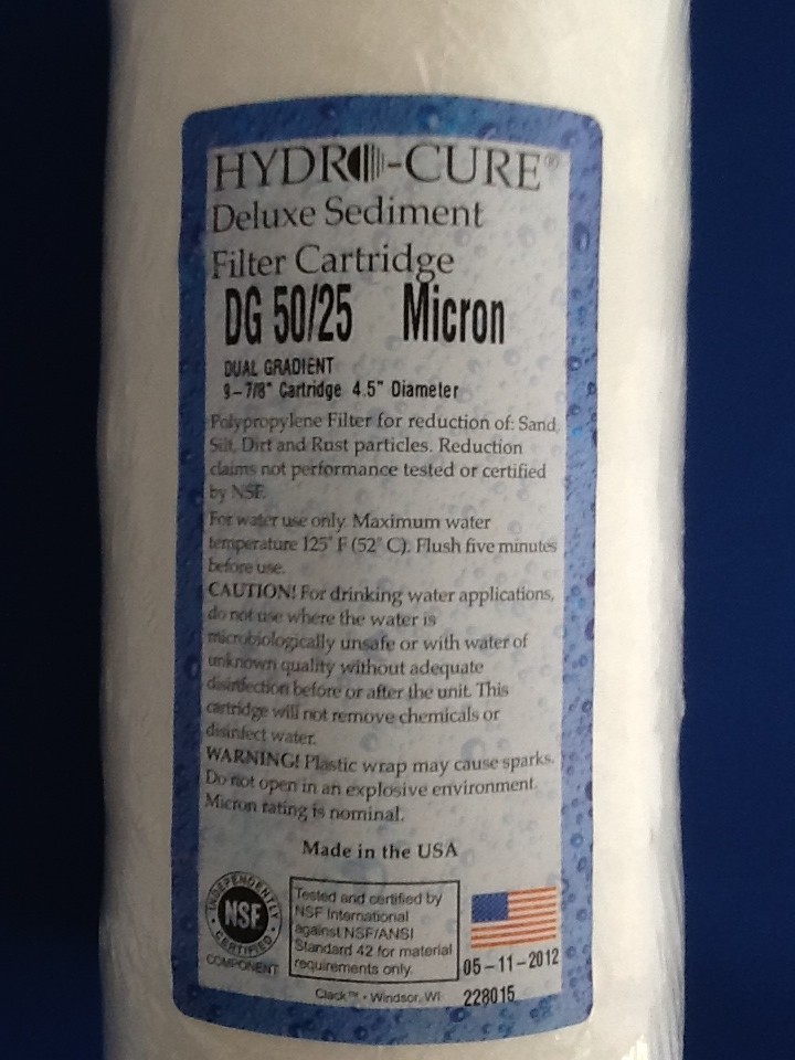 HYDRO CURE DELUXE DG 50/25 BIG BLUE 10″x4.5″ SEDIMENT FILTER – CASE OF 8