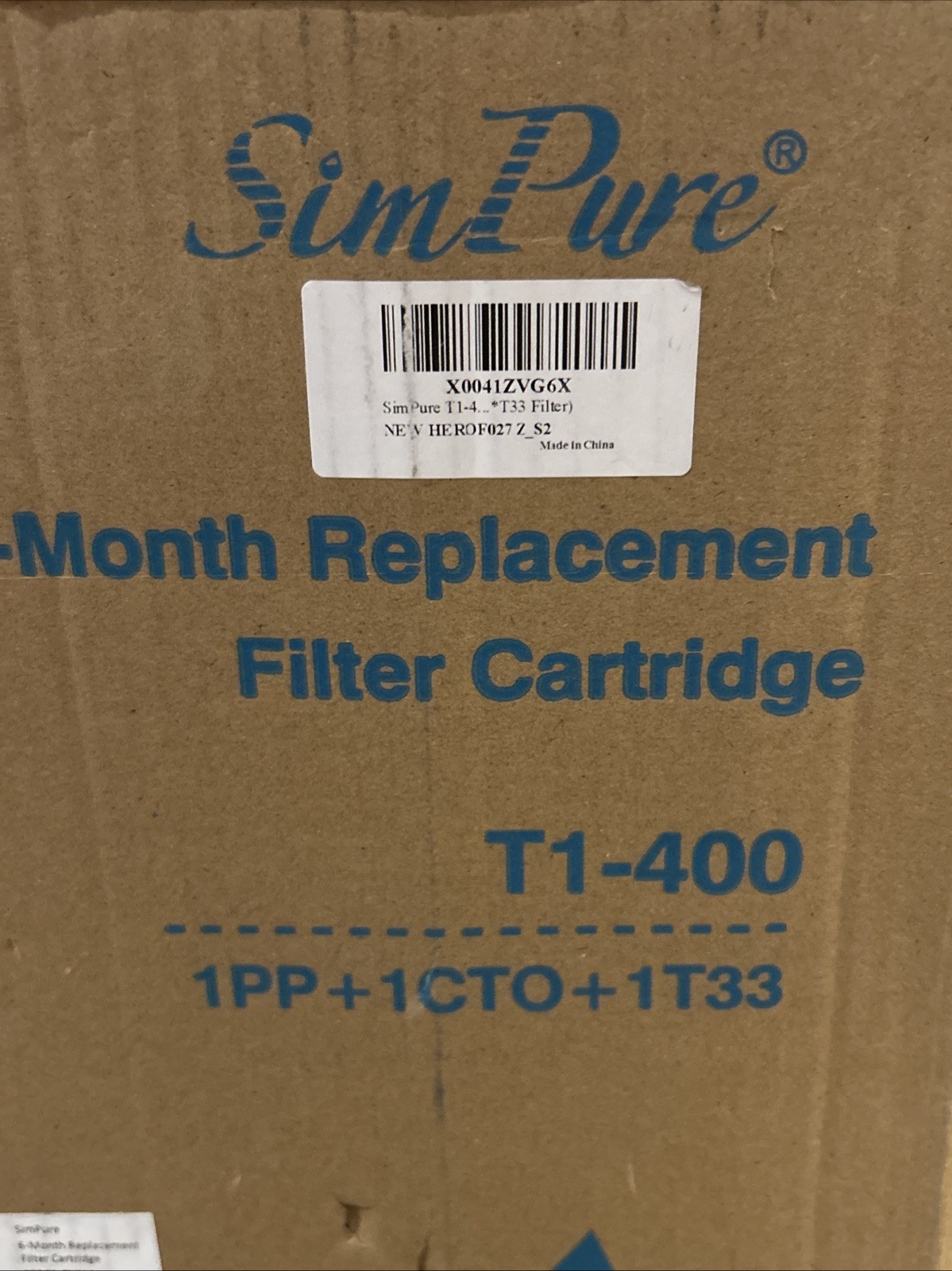 6 Months Set PP, CTO, T33 Water Filter Replacement For SimPure T1-400 RO System