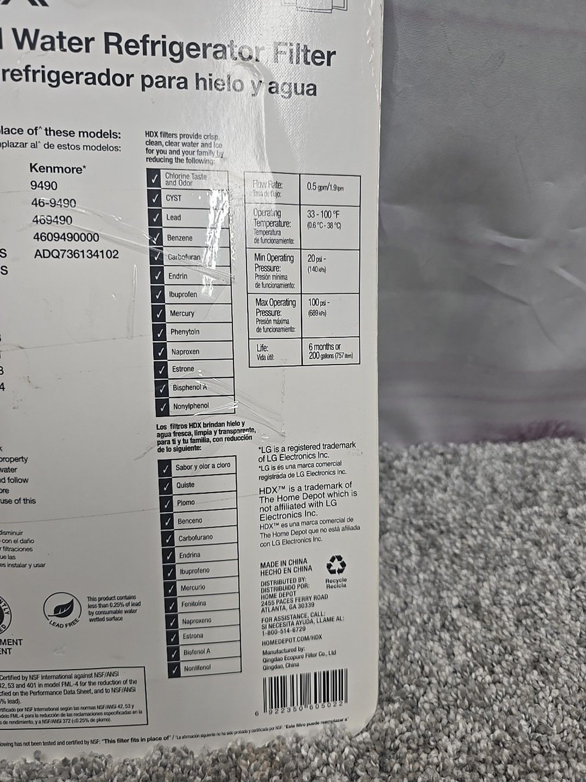 HDX FML-4 Premium Refrigerator Water Filter Replacement For LG LT800P (2-Pack)