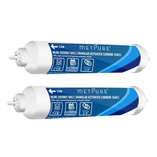 In line Water Filter» x 10″ Coconut Shell Post 1/4″ OD Quick Connect 2 Pack 2