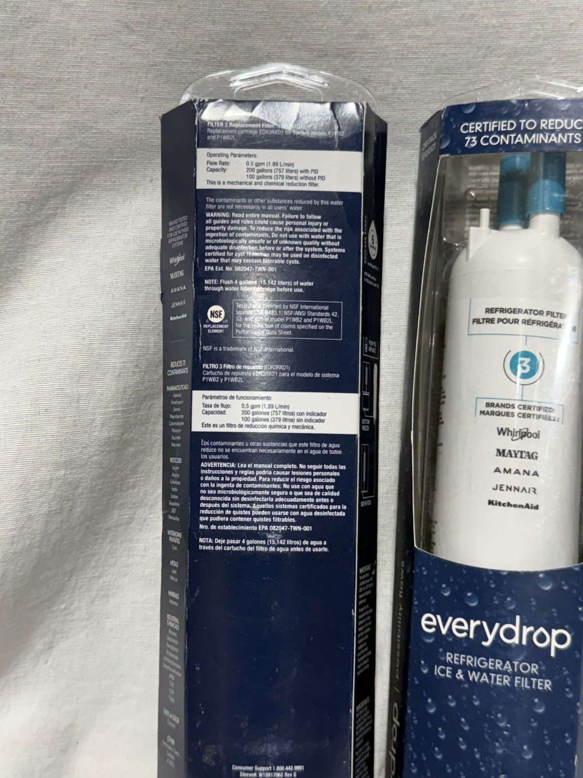 NEW SEALED 2 PC EveryDrop ΕDR3RXD1 No. 3 Ice & Water Refrigerator Filter