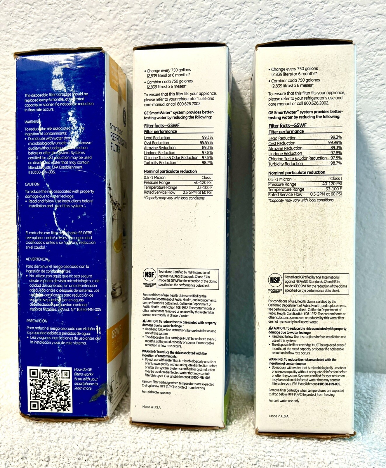(3-Pack) GE SmartWater MSWF Refrigerator Replacement Cartridge Water Filter