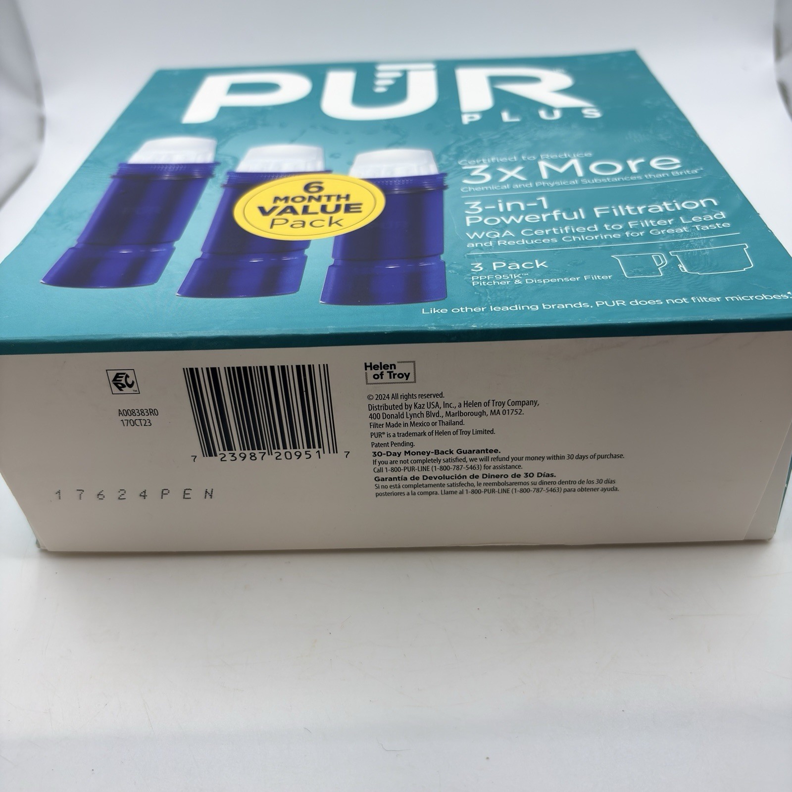 PUR PLUS 3 Count Water Filter Pitcher Replacement NSF Certified Lead Reduction