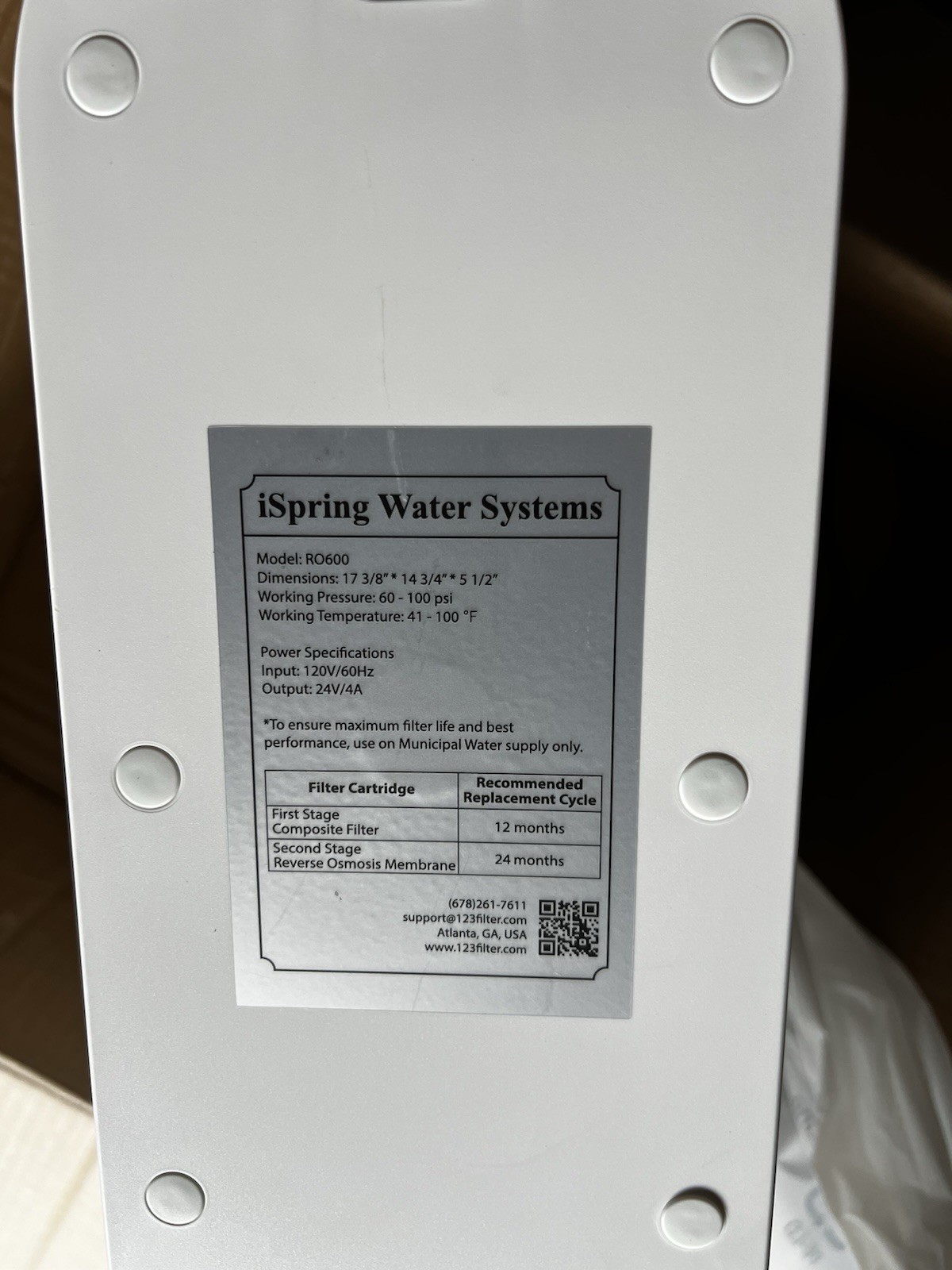 iSpring RO600 Tankless RO Reverse Osmosis Filtration System, 600 GPD UNIT ONLY