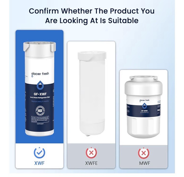 2 Pack Lot GLACIER FRESH GF-XWF for GE Refrigerator Water Filter Replacement