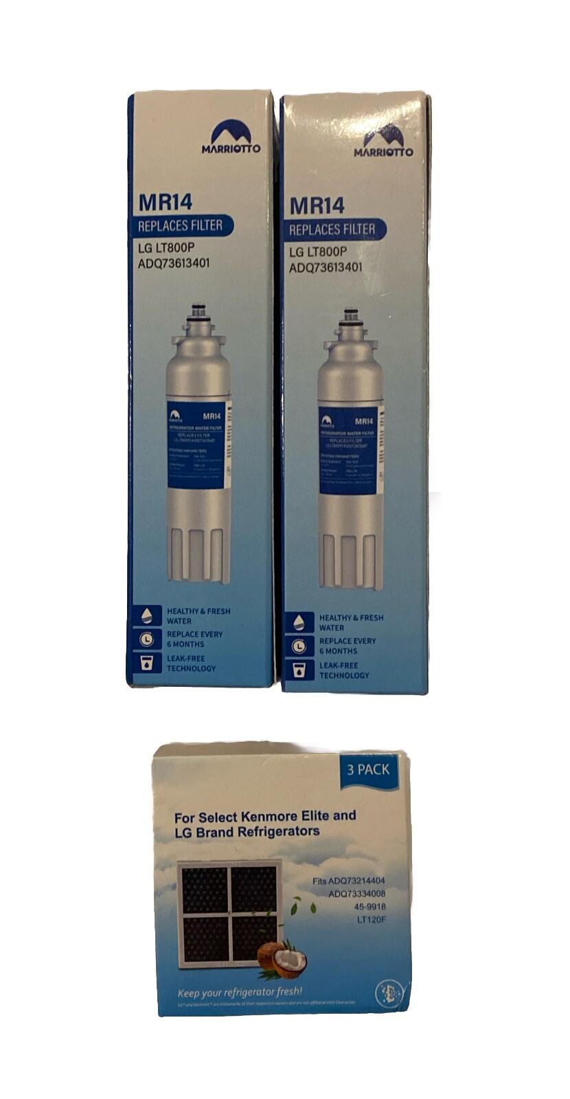 2 Marriotto MR14 Water Filter & LT120F Air Filter for LG Refrigerators