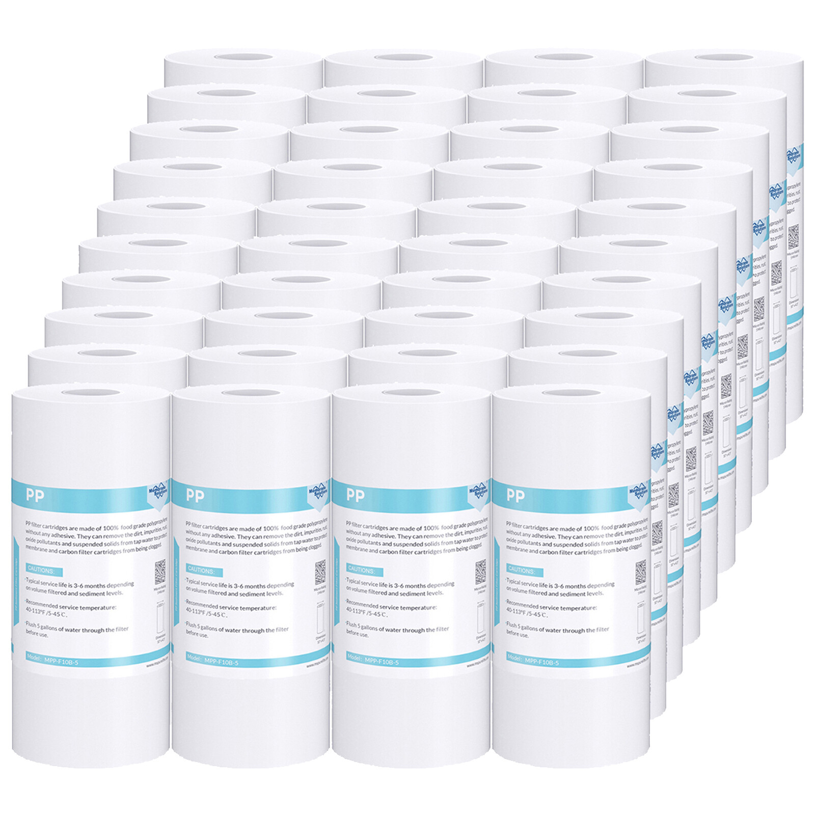 40 Pack 10″ x 4.5″ 5 Micron Sediment Whole House Water Filter Cartridge Big Blue