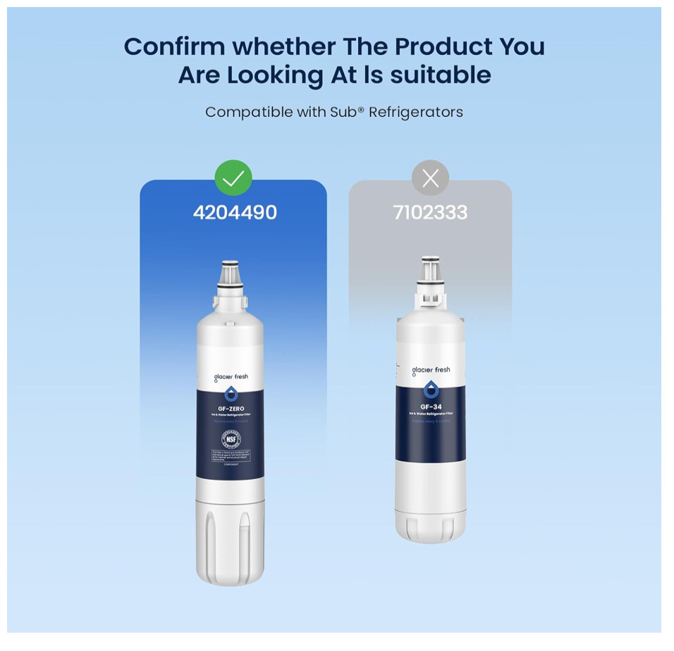 GLACIER FRESH Water Filter Replacement for Sub-Zero 4204490, 4290510, 9030868