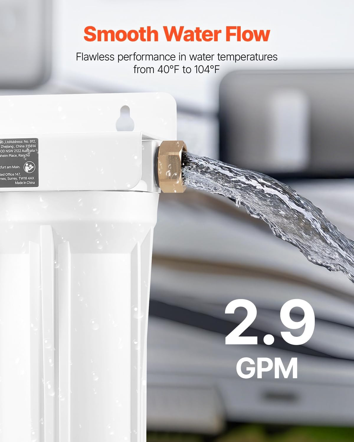 RV Water Filter, 2-Cartridge 2.5 X 10 in Water Filter System for RV, Remove Sedi