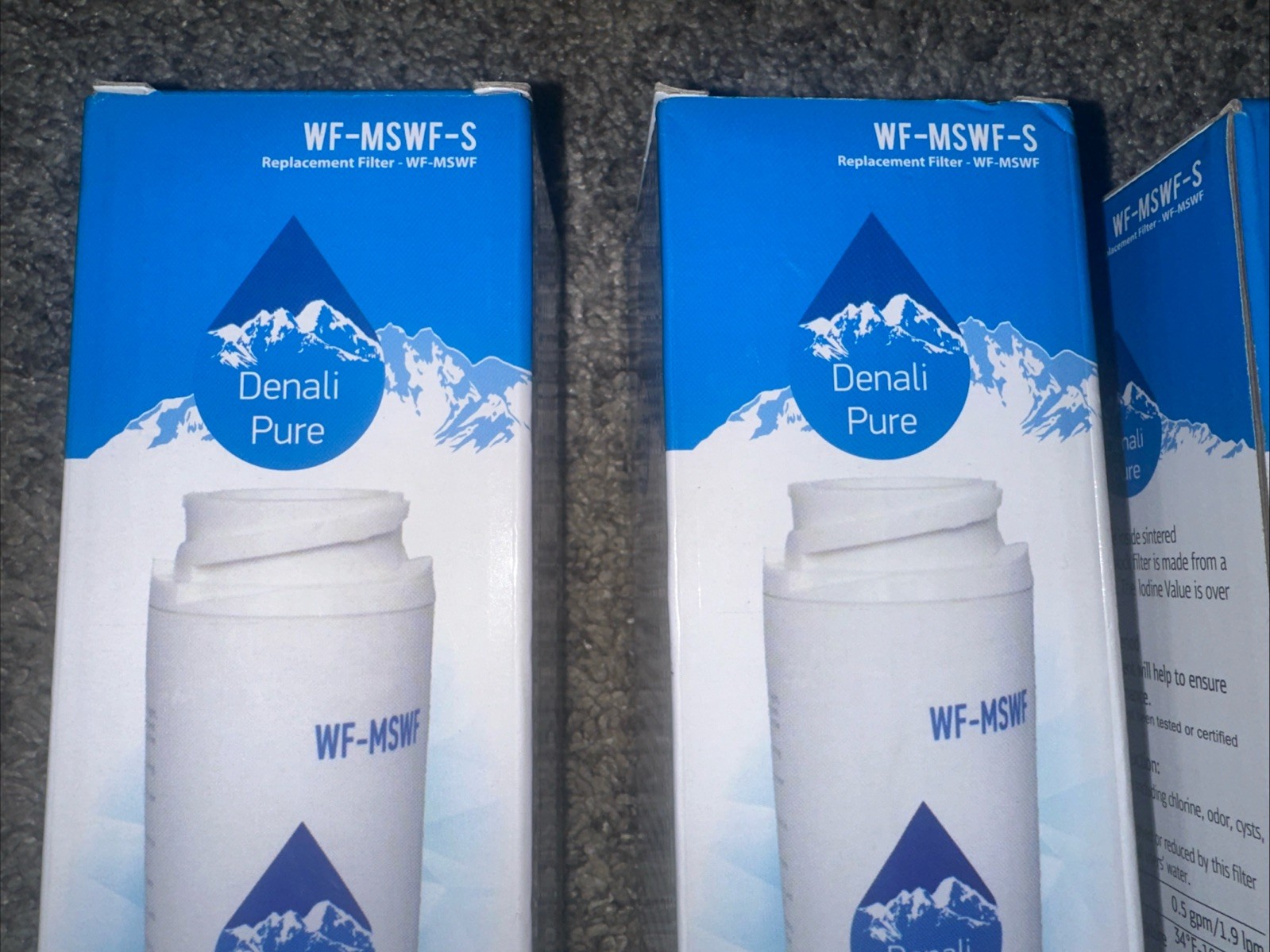Brand New! Lot of 3 Refrigerator Water Filter Denali Pure WF-MSWF-S