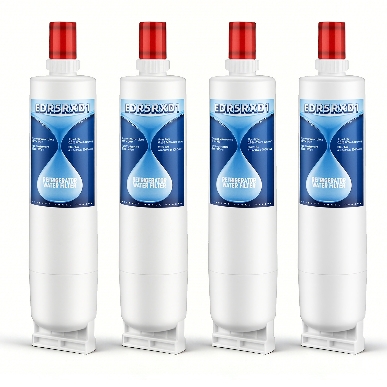 4396508, 4396510, 4396508p, 4396547 Refrigerator Water Filter, 4 Packs