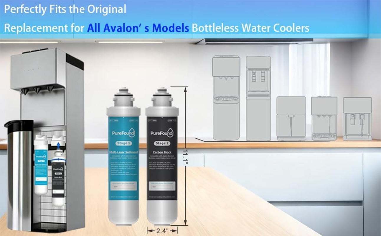 2 Stage Replacement Filters Compatible with All Avalon Bottleless Water Coolers