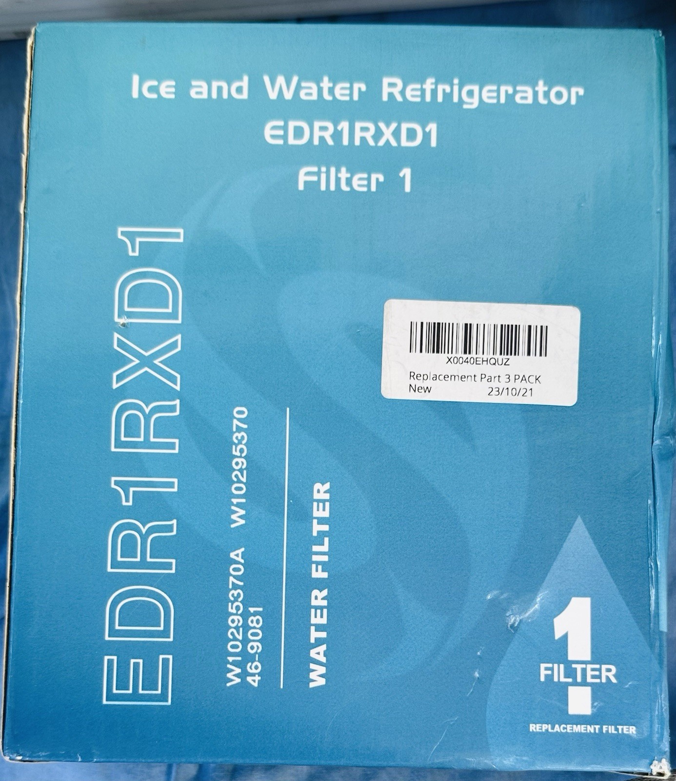3-Pack EDR1RXD1, W10295370A, Filter 1, 46-9081, 46-9930, KAD1RXD1 Fridge Filters