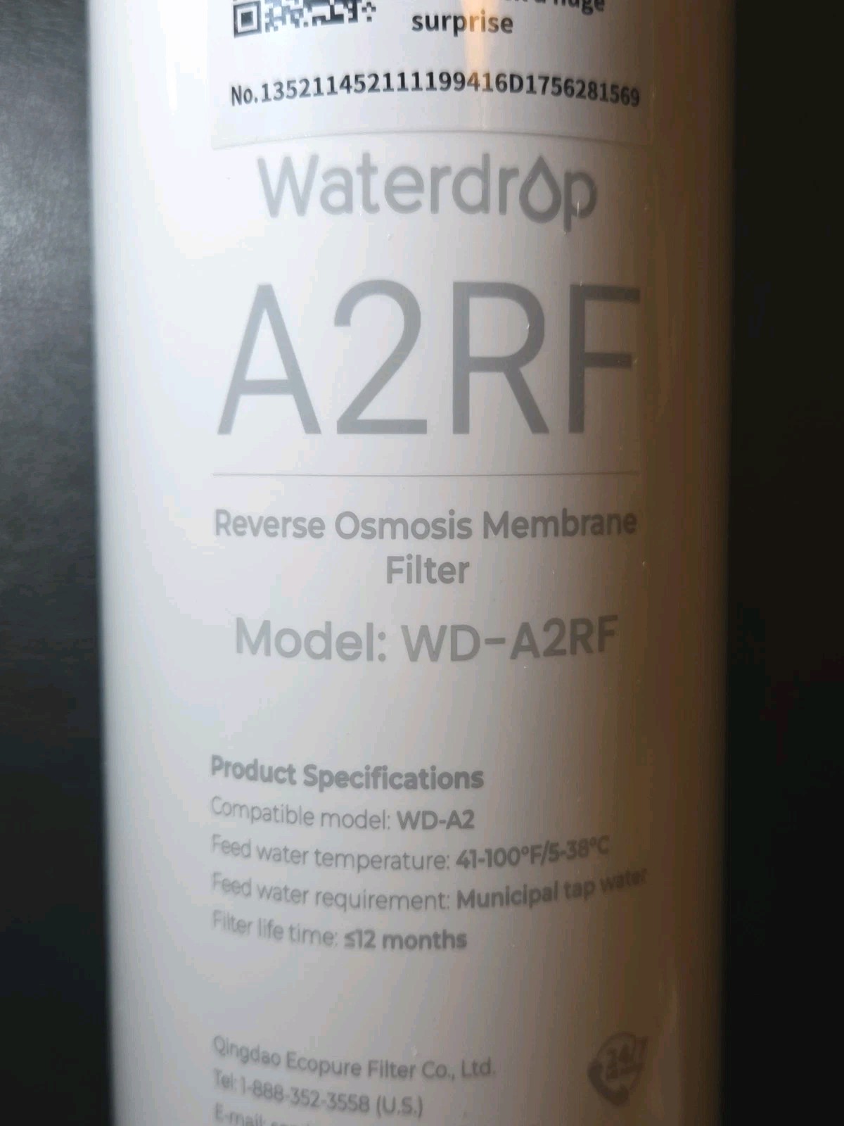 Waterdrop WD-A2RF Filter For Replacement WD-A2 Countertop Reverse Osmosis System