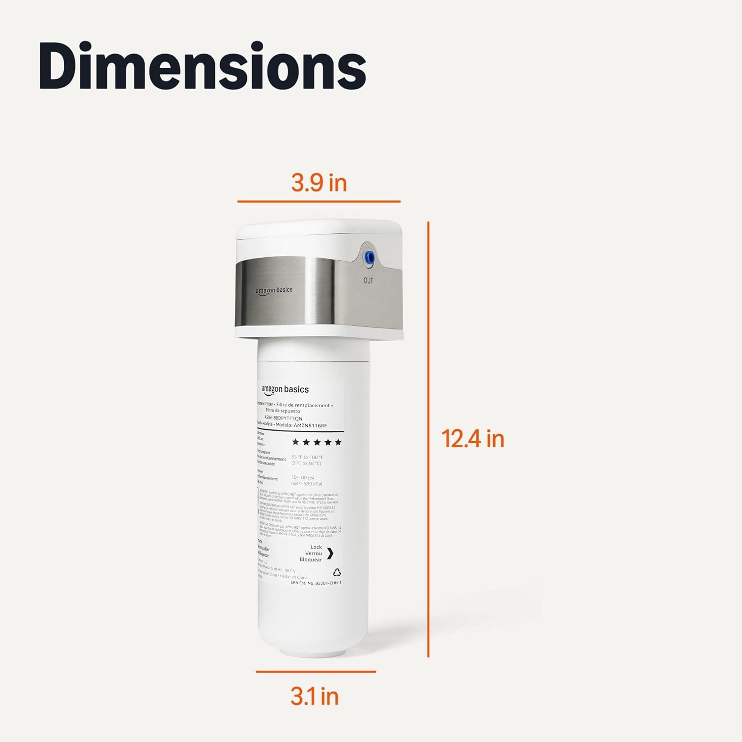 Amazon Basics Under Sink Water Filter System, 11,000 Gallons, White