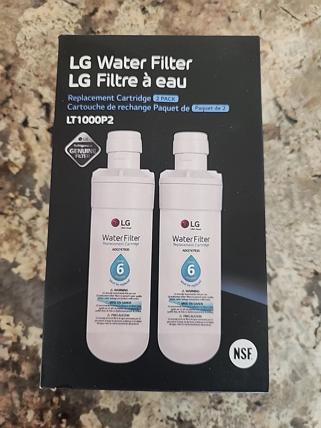 Two LG LT1000P2 6-Month / 200 Gallon Refrigerator Replacement Water Filter