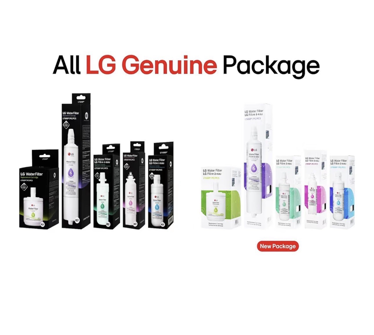LG LT700P2 Refrigerator Water Filter 6-Month 200 Gal Replacement 2-Pack White