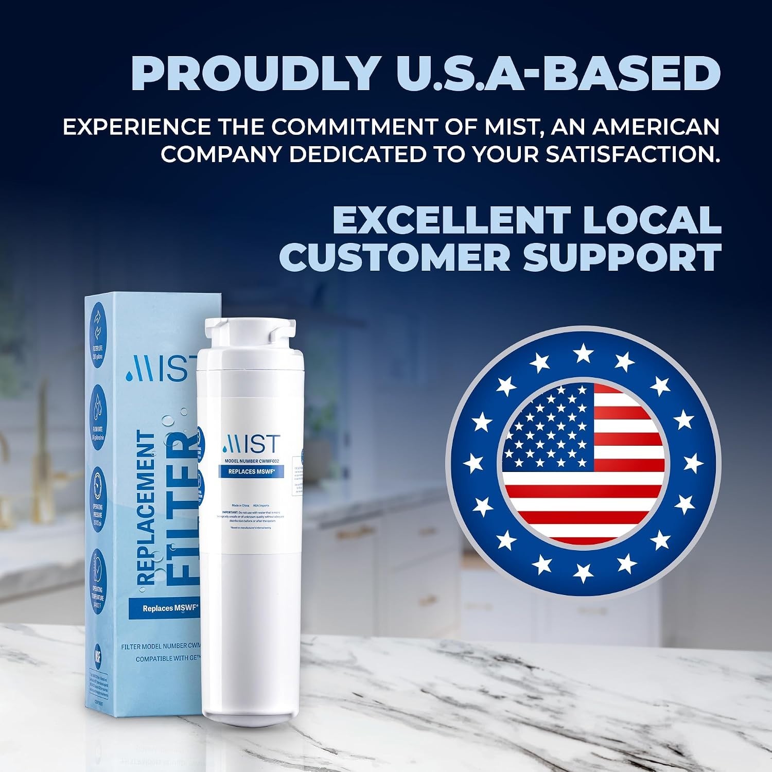 MSWF Refrigerator Water Filter Replacement – NSF Certified & Chlorine Reducing