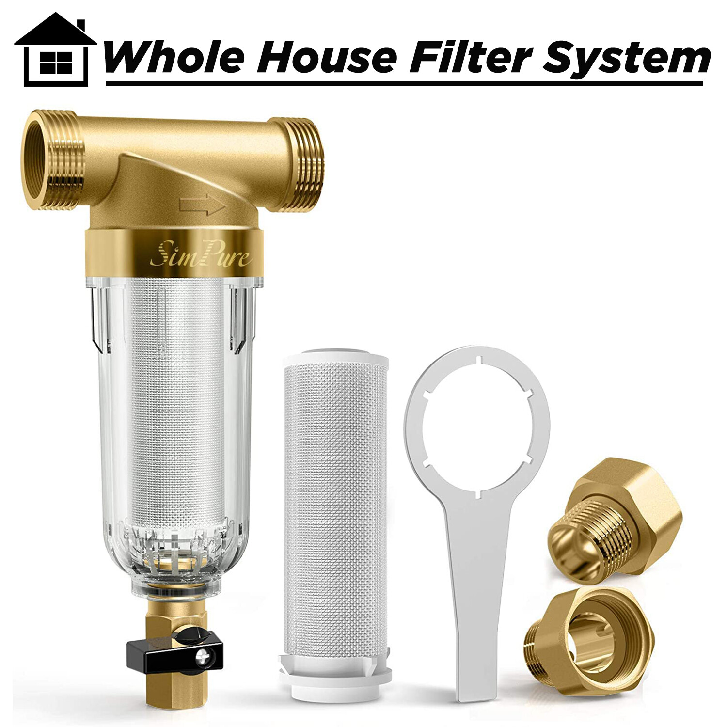 Reusable Spin Down Sediment Water Filter, 1″ MNPT + 3/4″ FNPT, 40 + 200Micron