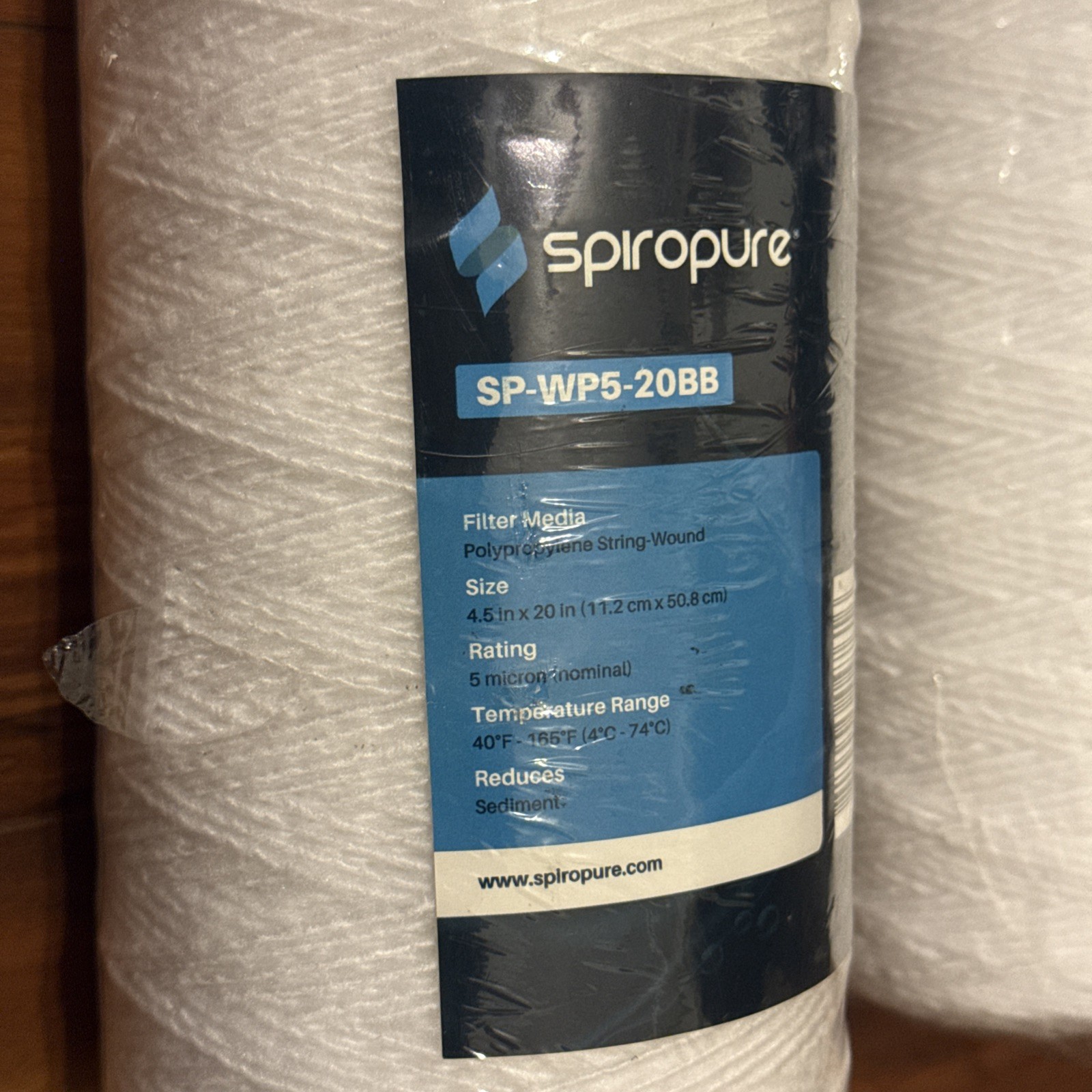 Lot of 2 SpiroPure SP-WP5-20BB 4.5inx 20in 5Micron String Wound Filters