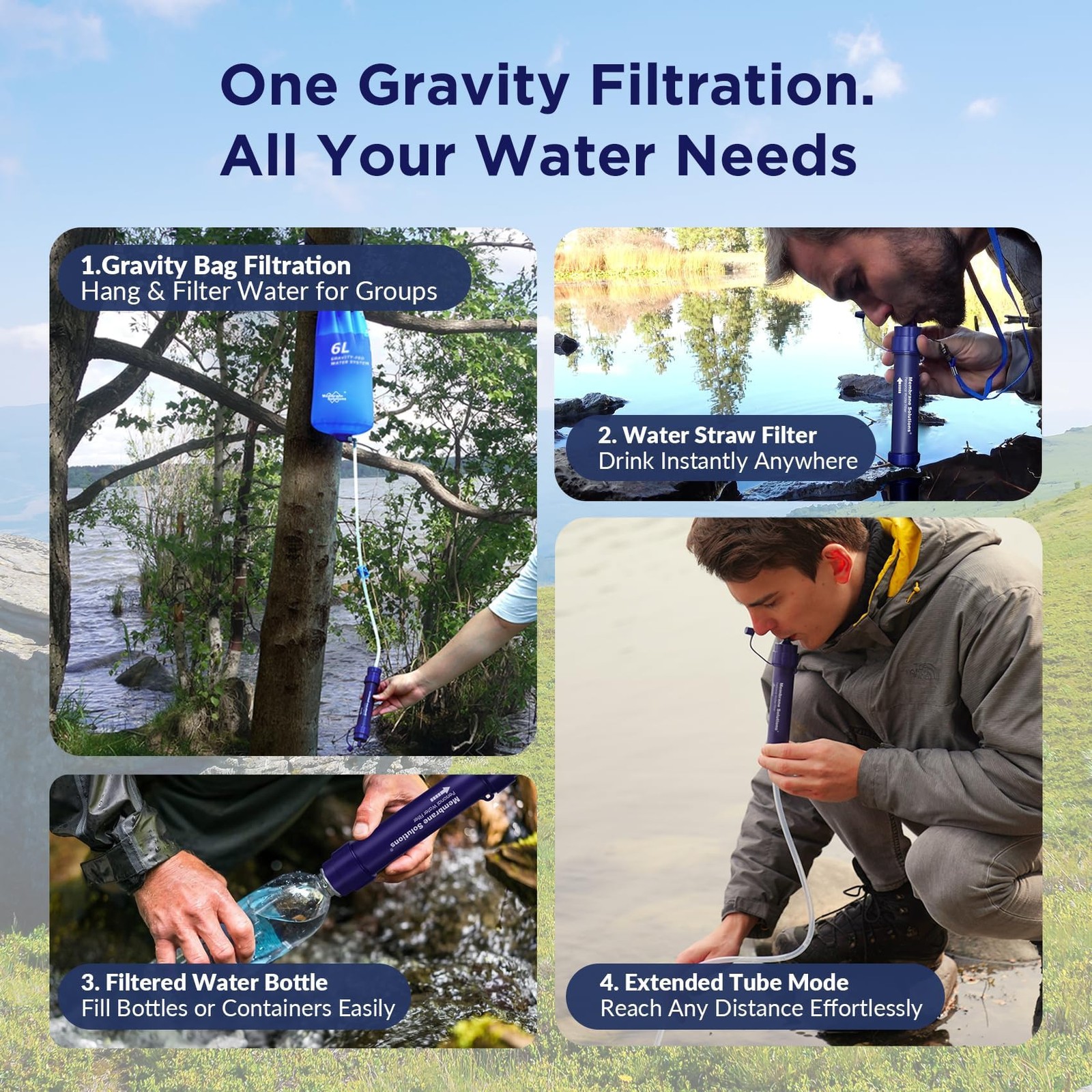 Membrane Solutions Gravity Water Filter Pro 6L, NSF/ANSI 42&372&401 Certified…