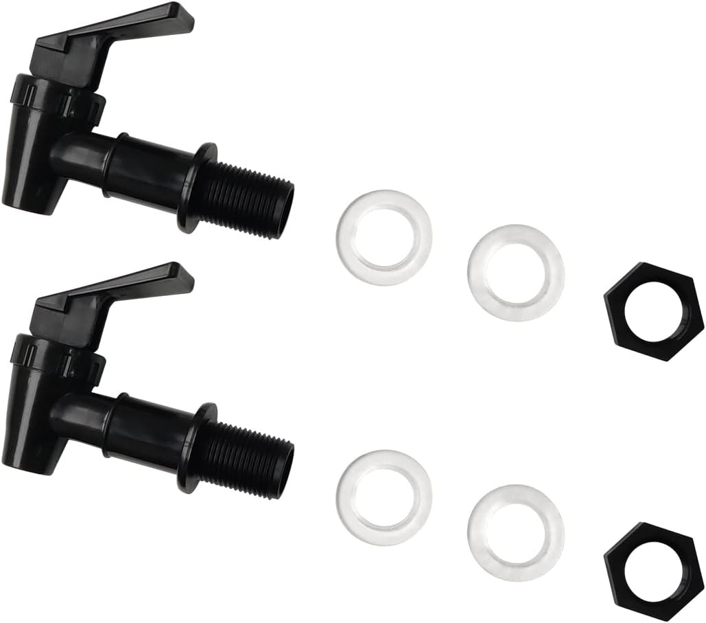 2 Pcs Replacement Cooler Faucet, Reusable Spigot Spout 8 Piece Set, Black