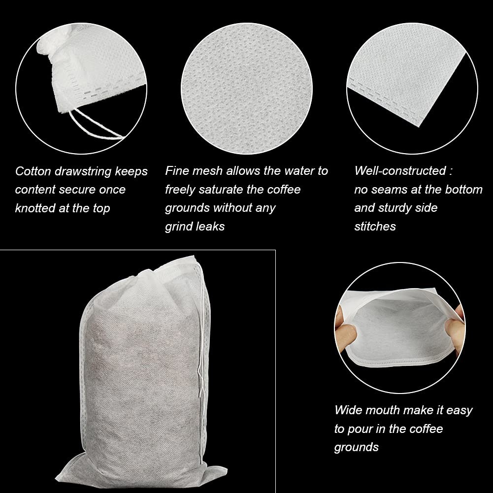 50pcs No Mess Large Cold Brew Bags, 8×12 inch Disposable inch, White