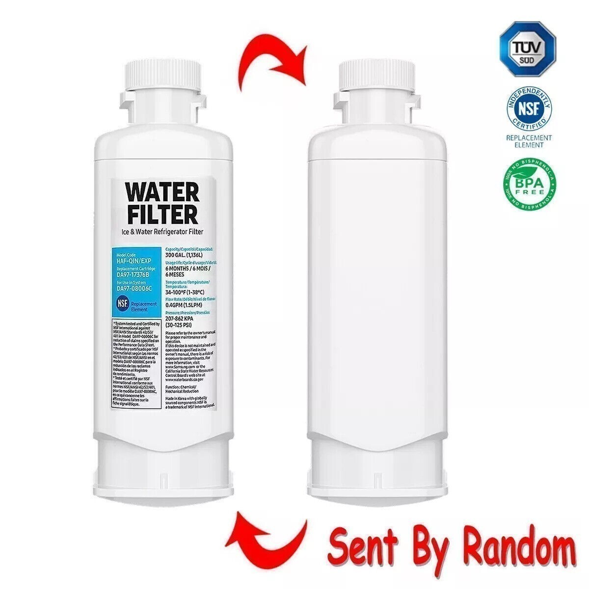 1/4Pcs For Samsung DA97-17376B HAF-QIN/EXP Replacement Refrigerator Water Filter