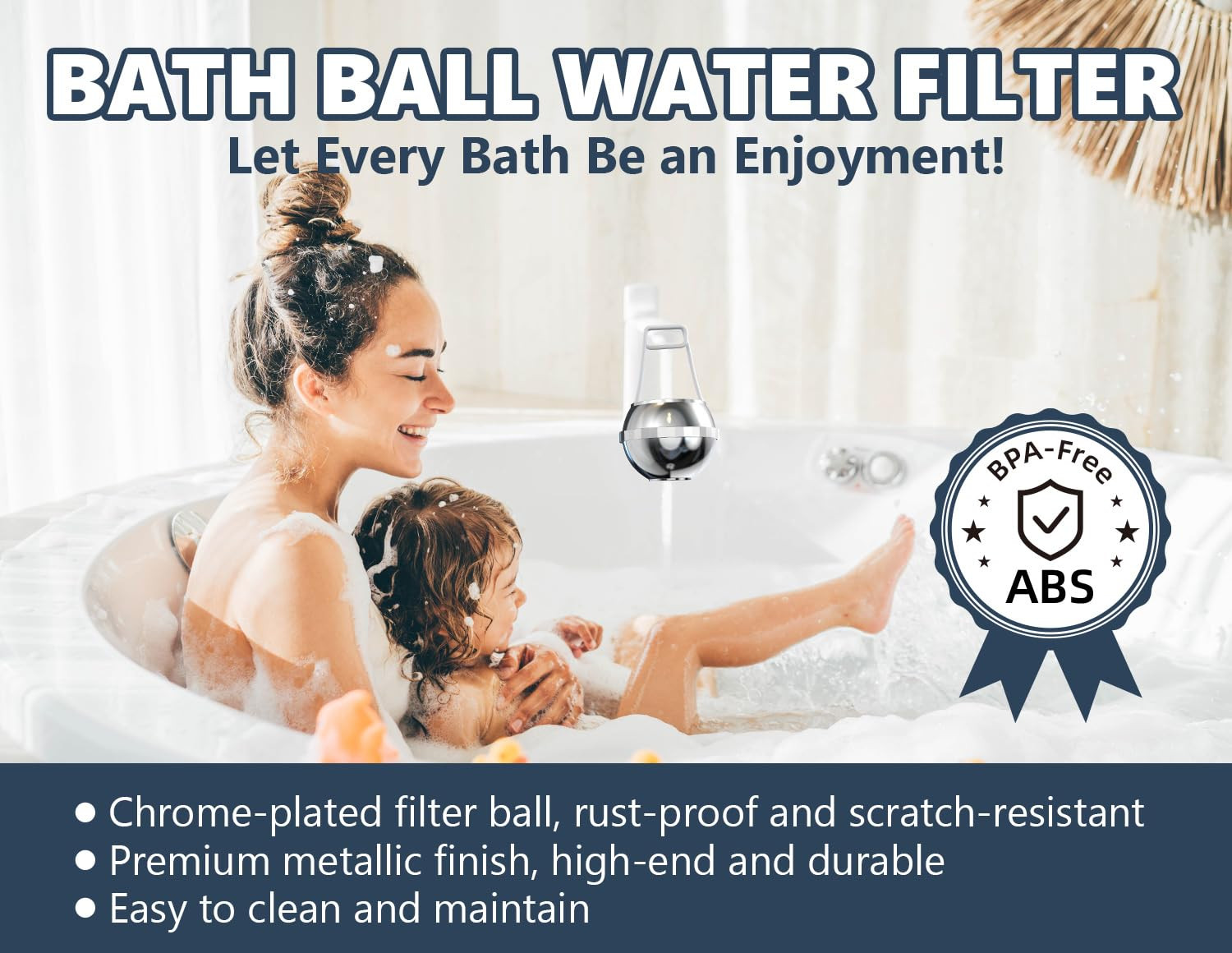 Bathtub Water Filter for Tub with Overflow,2,500 Gallons of Filtration,8 Stages